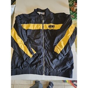 USPT Gear Army Warm-Up Jacket Men's Medium Black Yellow Full Zip Vintage